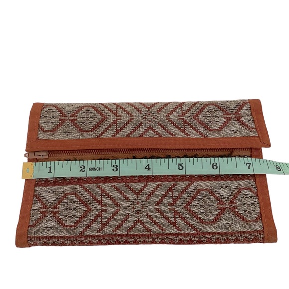 Rolfs Vintage Brown Orange Gray Aztec Design Bifold Hook & Loop Wallet, Unisex - Picture 12 of 15